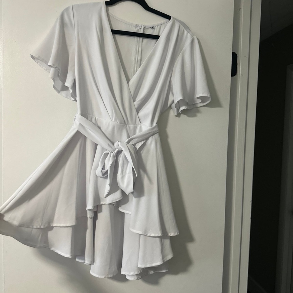 Amazon White Ruffle Midi Dress